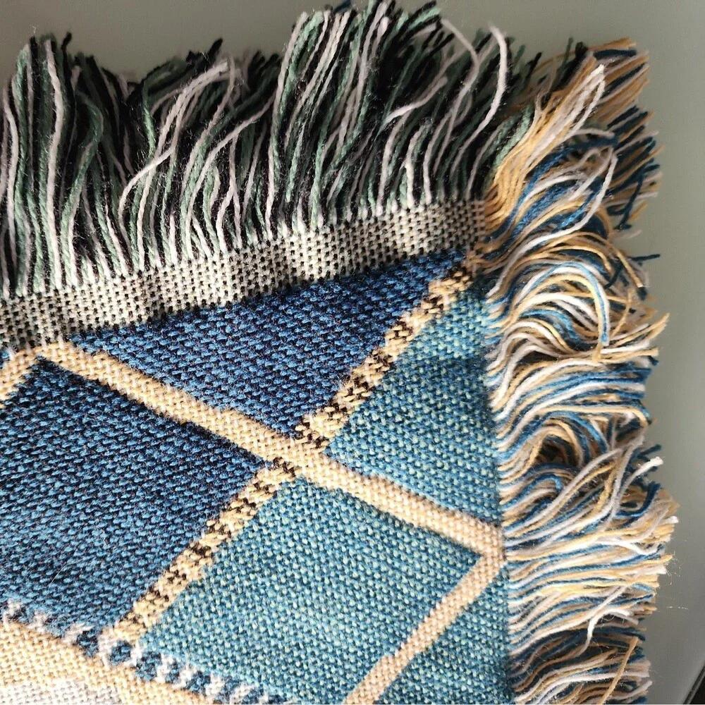 Vintage Fieldcrest Triple Woven Throw Blanket The Perfect Swing golf 50X60 NWT